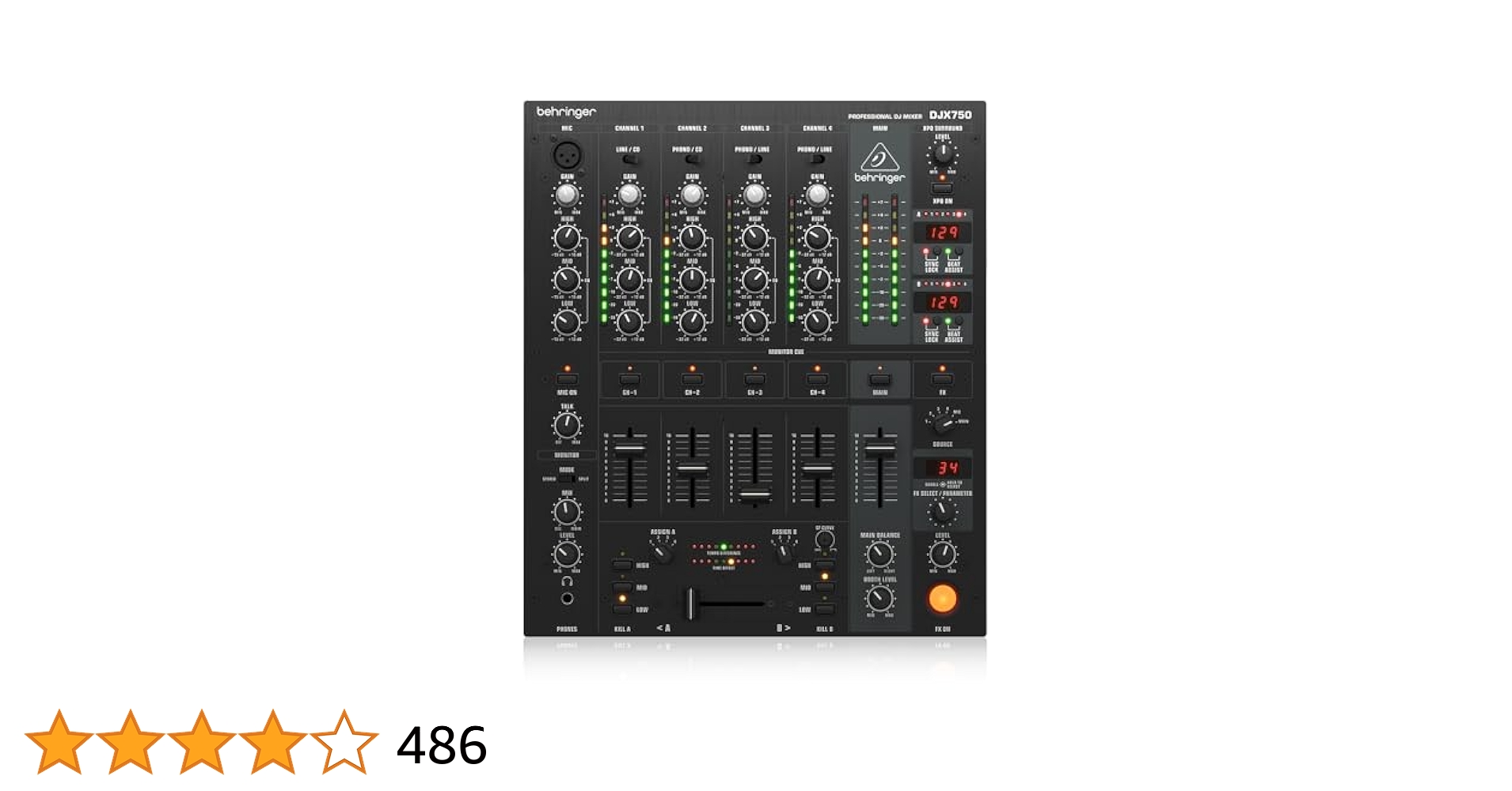 ベリンガー DJミキサー BPMカウンター 5ch エフェクト DJX750 ①